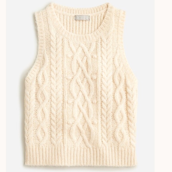 J. Crew Cream Cable Knit Sleeveless Top - Picture 1 of 8